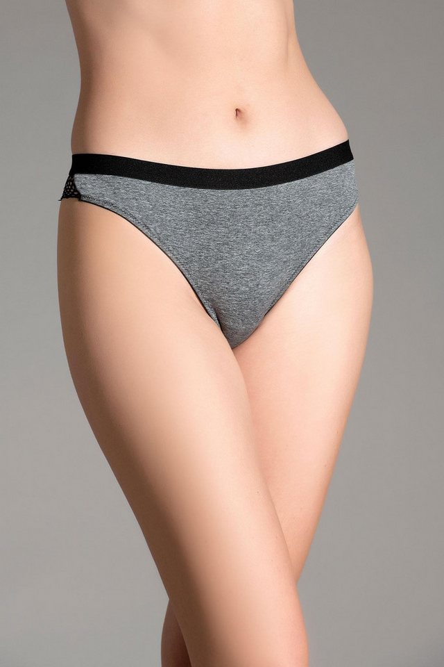 C&CITY String Damen-String mit Mesh-Detail C18181 Grau Melange C&CITY String Damen-String mit Mesh-Detail C18181 Grau Melange von C&CITY