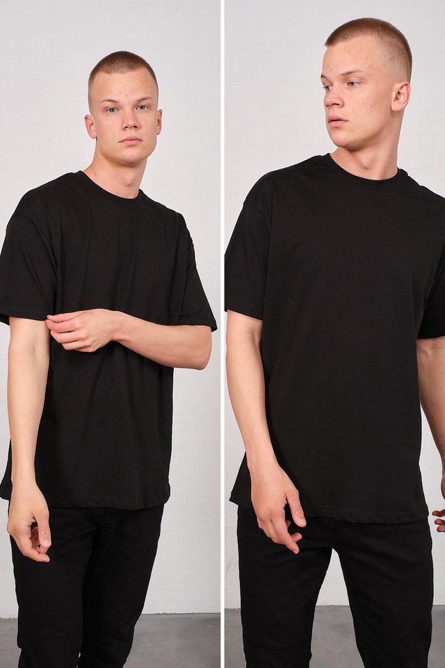 C&CITY T-Shirt Herren Basic T-Shirt mit Fahrrad-Ausschnitt - 2er Pack von C&CITY