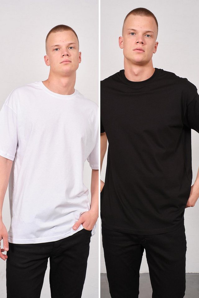 C&CITY T-Shirt Herren Basic T-Shirt mit Fahrrad-Ausschnitt - 2er Pack von C&CITY