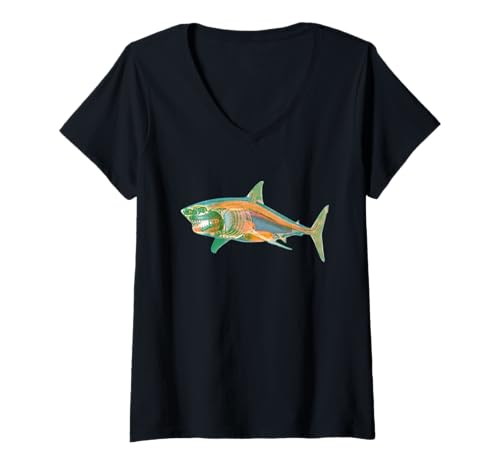 Damen Great White Röntgen T-Shirt mit V-Ausschnitt von C & D Designs