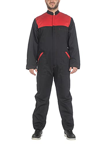 C.B.F. Balducci Group für Herren Arbeitsanzug aus 100% Baumwolle mit Mehreren Taschen,Ohne Gummizug an den Handgelenken,Langarm Groß Schwarz Rot von C.B.F. Balducci Group