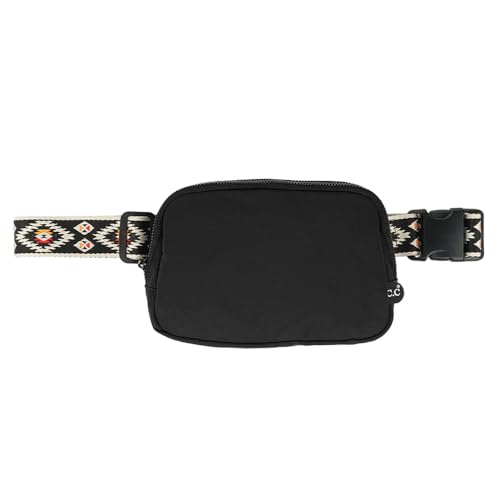 C.C Gürteltasche für Damen, Bauchtasche, Crossbody-Taschen für Frauen, modische Hüfttaschen mit verstellbarem Riemen, Geschenke für Frauen, Aztec Strap-Black, Einheitsgröße von C.C