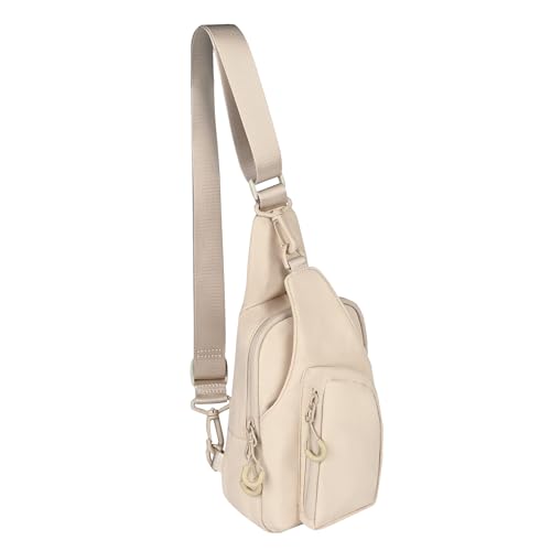 C.C Gürteltasche für Damen, Schultertasche, Crossbody-Tasche mit verstellbarem Riemen für Damen, Crossbody - Beige, Gürteltasche für den Alltag von C.C