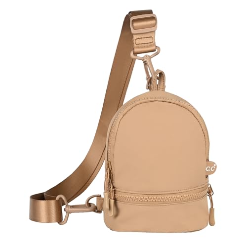 C.C Gürteltasche für Damen, Schultertasche, Crossbody-Tasche mit verstellbarem Riemen für Damen, Rucksack - Taupe, Gürteltasche für den Alltag von C.C