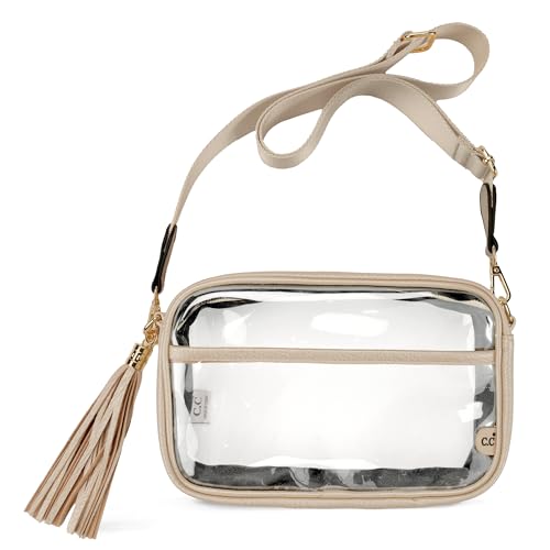 C.C Gürteltasche für Damen, Schultertasche, Crossbody-Tasche mit verstellbarem Riemen für Damen, Transparent, Beige, Gürteltasche für den Alltag von C.C