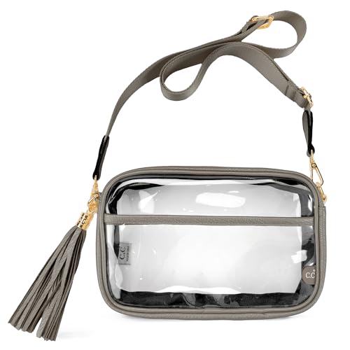 C.C Gürteltasche für Damen, Schultertasche, Crossbody-Tasche mit verstellbarem Riemen für Damen, Transparent, Grau, Gürteltasche für den Alltag von C.C