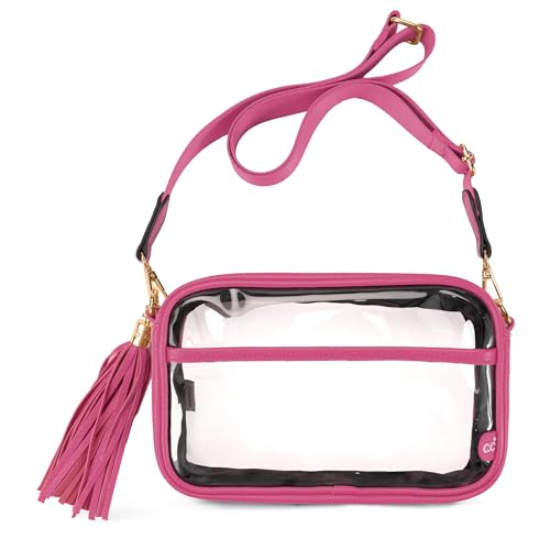 C.C Gürteltasche für Damen, Schultertasche, Crossbody-Tasche mit verstellbarem Riemen für Damen, Transparent, Hot Pink, Gürteltasche für den Alltag von C.C