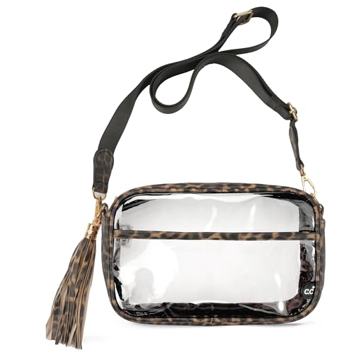 C.C Gürteltasche für Damen, Schultertasche, Crossbody-Tasche mit verstellbarem Riemen für Damen, Transparent, Leopardenmuster, Gürteltasche für den Alltag von C.C