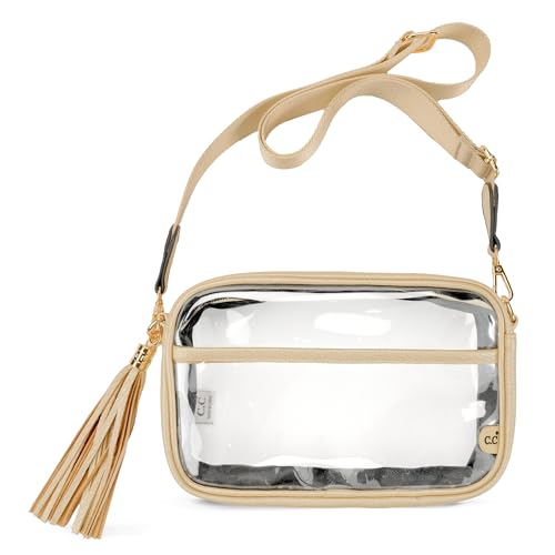 C.C Gürteltasche für Damen, Schultertasche, Crossbody-Tasche mit verstellbarem Riemen für Damen, Transparent, goldfarben, Gürteltasche für den Alltag von C.C