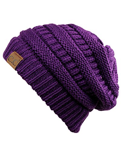 C.C Modische warme weiche dehnbarer lose Strick Beanie Mütze HAT20A, Dunkellila C.C Modische warme weiche dehnbarer lose Strick Beanie Mütze HAT20A, Dunkellila von C.C