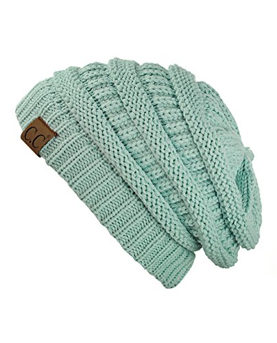 C.C Modische warme weiche dehnbarer lose Strick Beanie Mütze HAT20A, Minze von C.C