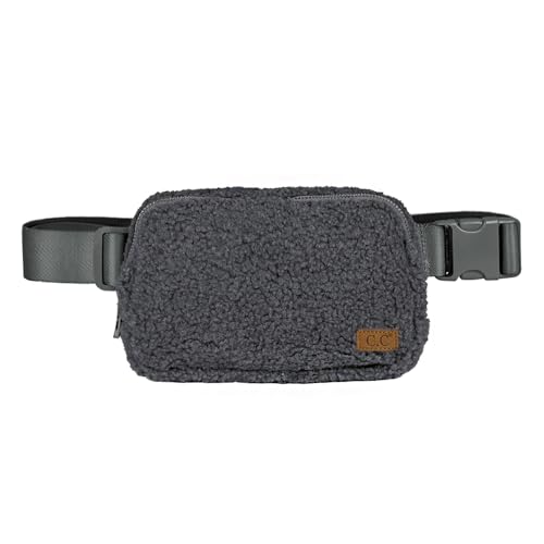 C.C Sherpa Bauchtasche für Damen, Unisex, Fuzzy Daily Waist Crossbody Gürteltasche mit verstellbarem Riemen, Sherpa-Anthrazit, 9 in. x 2 in. x 6 in., Bauchtasche von C.C