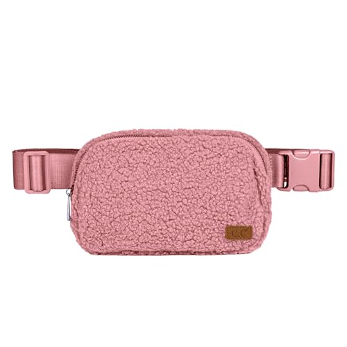 C.C Sherpa Bauchtasche für Damen, Unisex, Fuzzy Daily Waist Crossbody Gürteltasche mit verstellbarem Riemen, Sherpa-Rose, Einheitsgröße von C.C