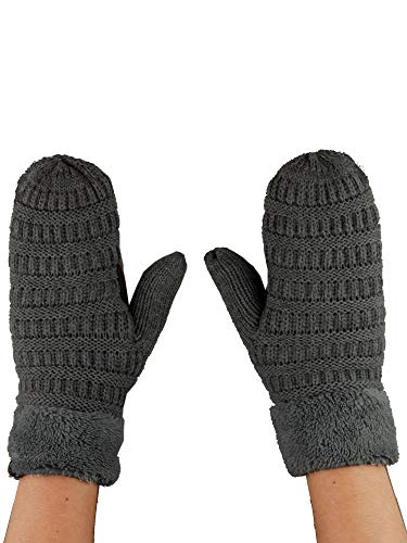 C.C Unisex Winter-Fäustlinge gefüttert mit Anti-Rutsch-Manschetten - Grau - Einheitsgröße von C.C