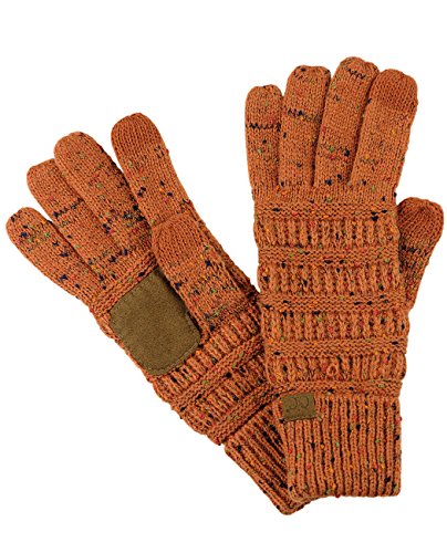 C.C Unisex Zopfmuster Winter Warm Anti-Rutsch Touchscreen Texting Handschuhe, Konfetti Rost, Einheitsgröße von C.C