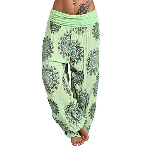 Leichte Sommer Hose Kreis Strand Harem Aladin Blume Ali Baba Pumphose Pluder P209 (Mint) von C.G