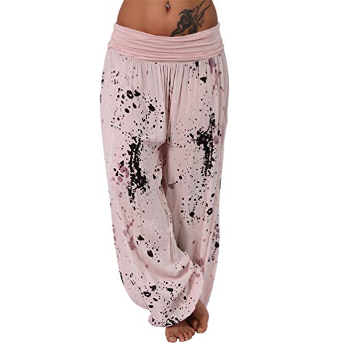 Leichte Sommer Hose Kreis Strand Harem Aladin Blume Ali Baba Pumphose Pluder P209 (Rosa Klecks) von C.G