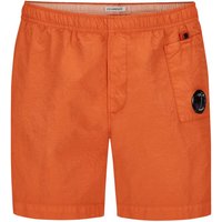 C.P. Company Badeshorts in Crinkle-Optik mit Logo-Patch und Druckknopf-Tasche von C.P. Company