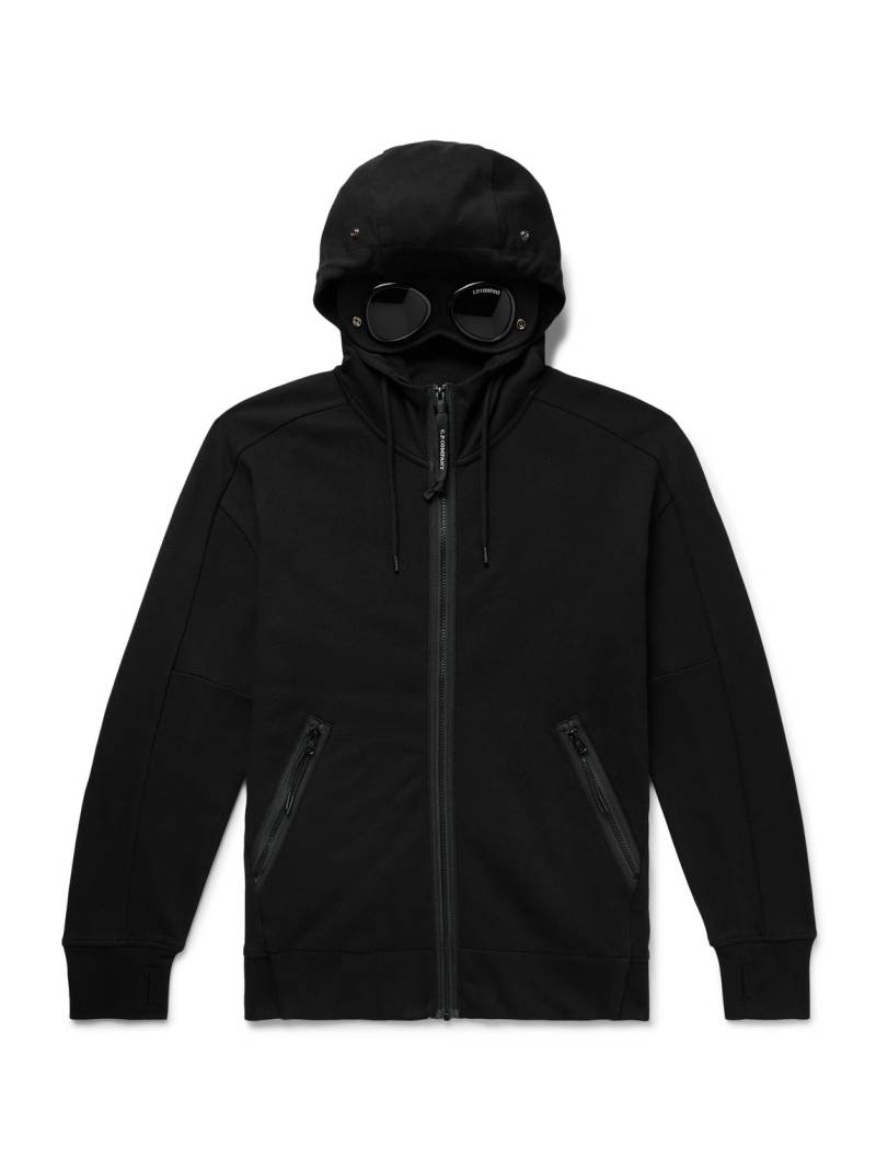 C.P. Company - Goggle Logo-Appliquéd Cotton-Jersey Zip-Up Hoodie - Men - Black - L von C.P. Company