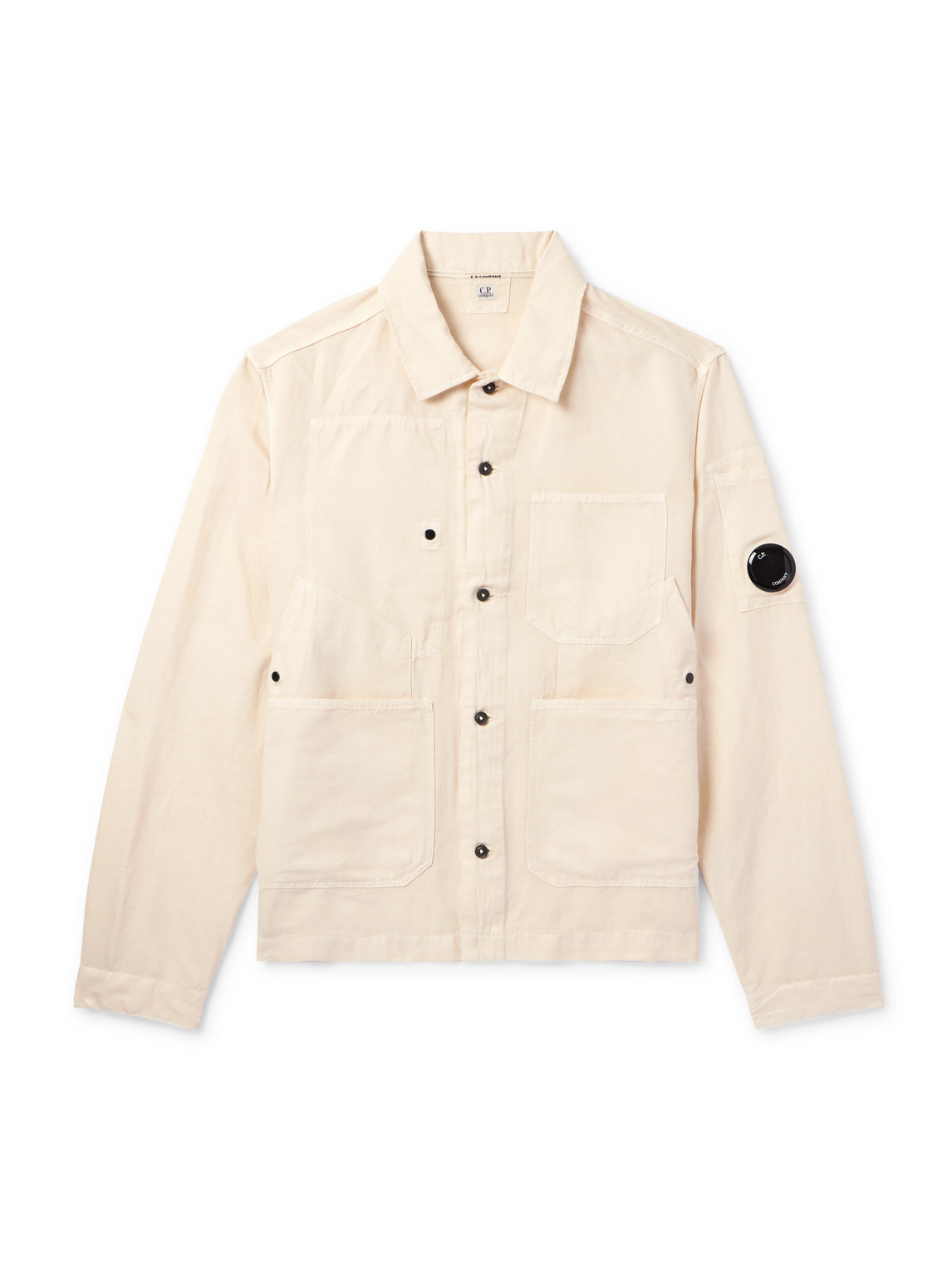 C.P. Company - Logo-Appliquéd Cotton and Linen-Blend Overshirt - Men - Neutrals - M von C.P. Company