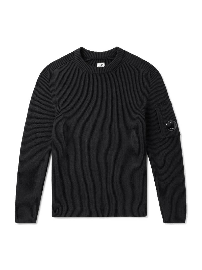 C.P. Company - Logo-Appliquéd Ribbed Cotton-Blend Sweater - Men - Black - XL von C.P. Company