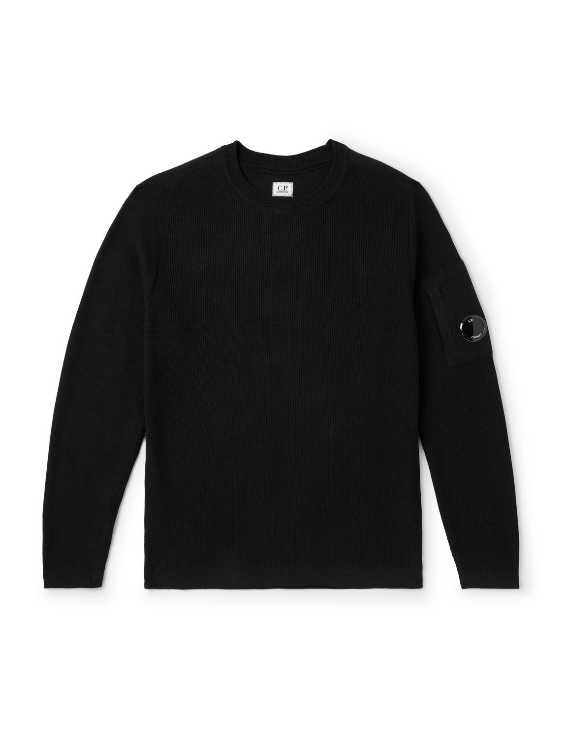 C.P. Company - Logo-Appliquéd Ribbed Sea Island Cotton Sweater - Men - Black - IT 52 von C.P. Company