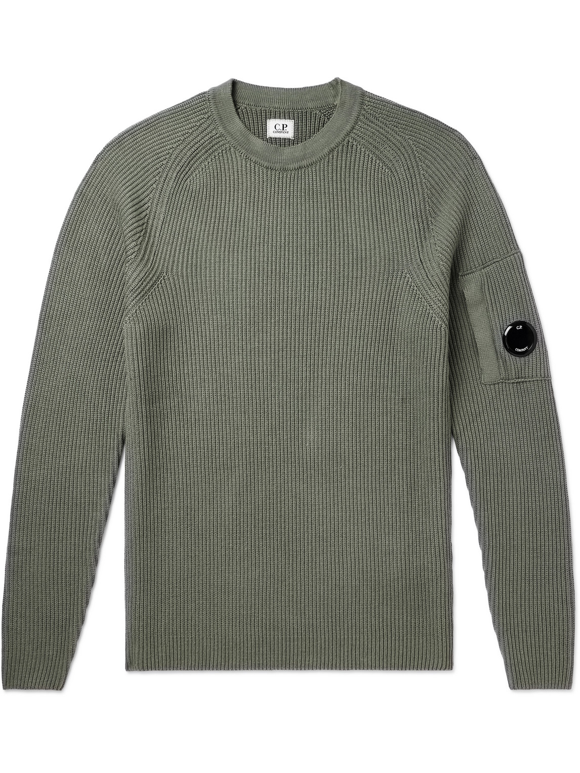 C.P. Company - Logo-Appliquéd Ribbed Sea Island Cotton Sweater - Men - Green - IT 52 von C.P. Company