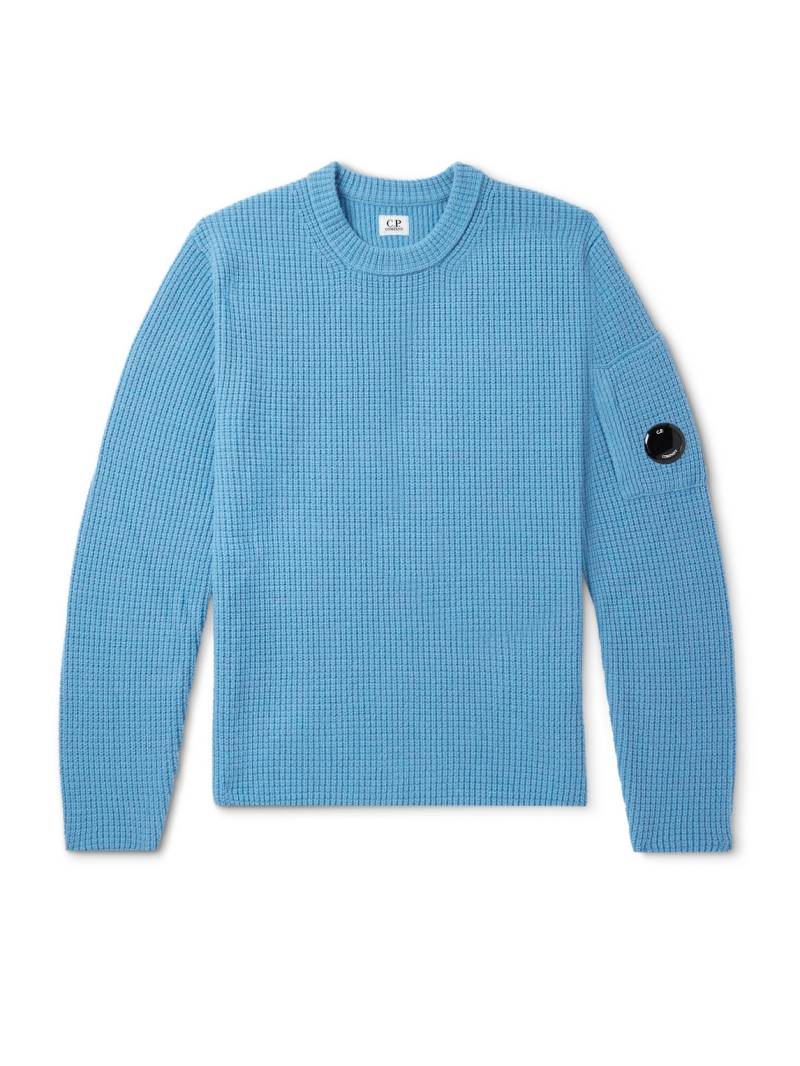 C.P. Company - Logo-Appliquéd Waffle-Knit Wool-Blend Sweater - Men - Blue - M von C.P. Company