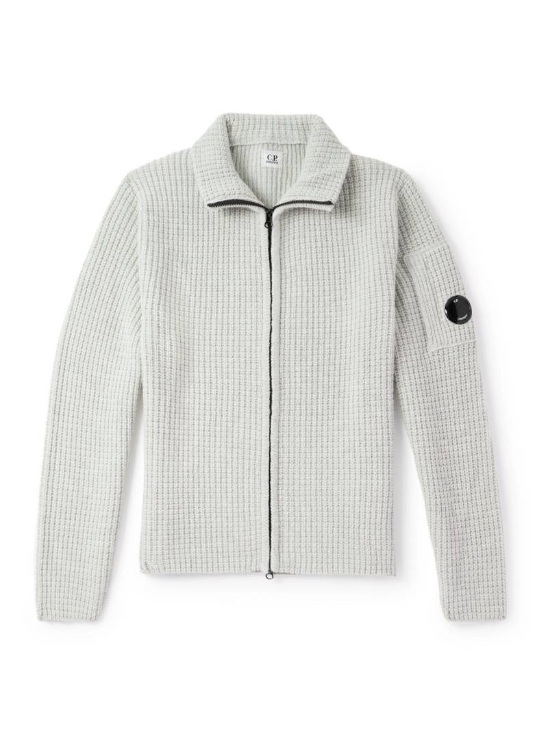 C.P. Company - Logo-Appliquéd Waffle-Knit Wool-Blend Zip-Up Sweatshirt - Men - Neutrals - M von C.P. Company