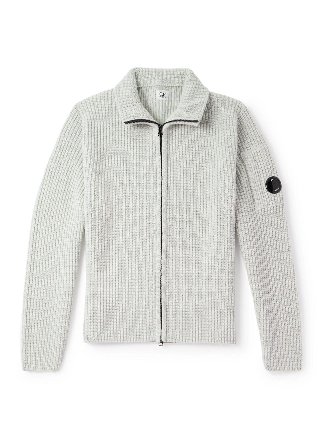 C.P. Company - Logo-Appliquéd Waffle-Knit Wool-Blend Zip-Up Sweatshirt - Men - Neutrals - XXL von C.P. Company