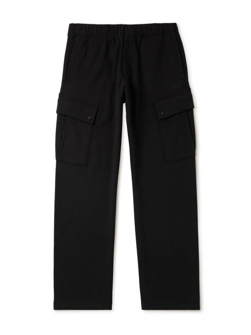 C.P. Company - Straight-Leg Logo-Embroidered Cotton-Jersey Cargo Sweatpants - Men - Black - XL von C.P. Company
