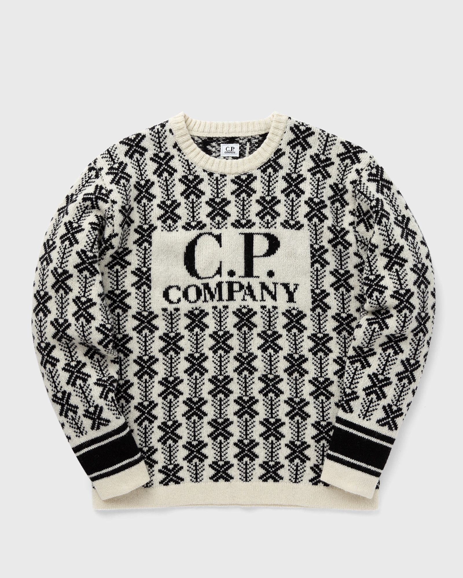 C.P. Company WOOL JACQUARD LOGO KNIT men Pullovers white in Größe:L von C.P. Company