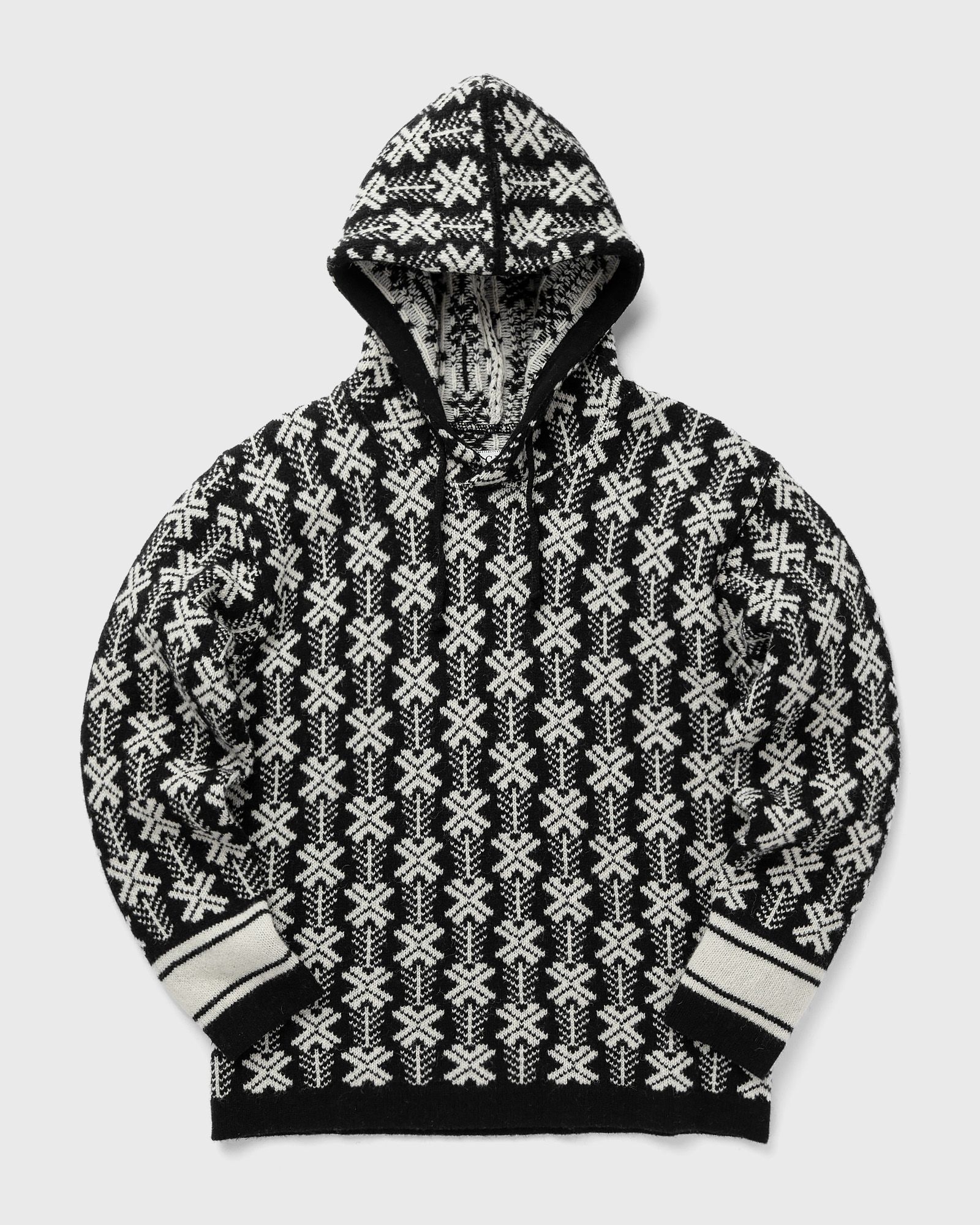 C.P. Company Wool Jacquard Logo Hooded Knit men Pullovers black|white in Größe:L von C.P. Company