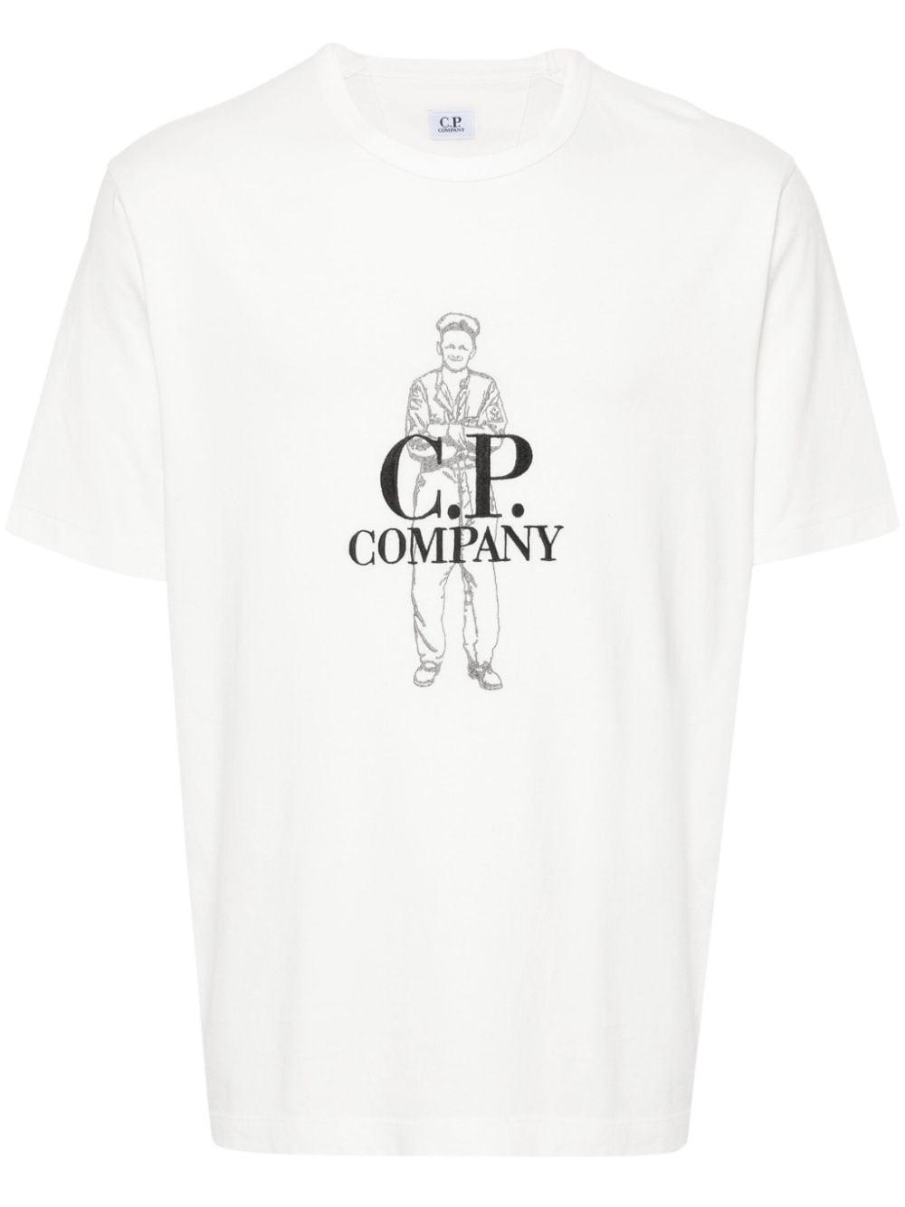 C.P. Company T-Shirt mit Logo-Stickerei - Weiß von C.P. Company