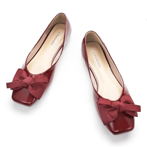 C.Paravano Damen Ballerinas Rot | Lackschuhe Damen Schuhe Damen Slipper (Rot,39) von C.Paravano