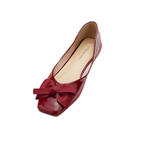C.Paravano Damen Ballerinas Rot | Lackschuhe Damen Schuhe Damen Slipper (Rot,41) von C.Paravano