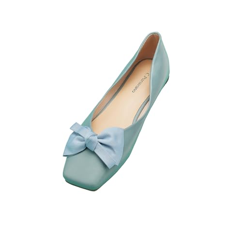 C.Paravano Ballerinas Damen | Damen Flats | Damen Flats Leder Schuhe | Ballerinas Damen Leder | Ballerinas Damen Elegant | Ballerinas mit Fliege(Blau A1,38) von C.Paravano