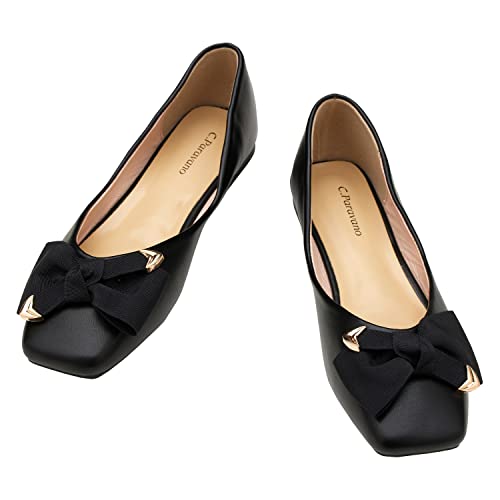 C.Paravano Ballerinas Damen | Klassische Fliege Flats (Schwarz,38) von C.Paravano