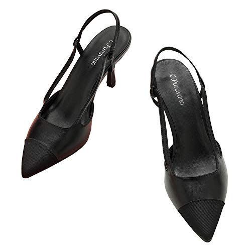 C.Paravano Slingback Pumps I Damen Slingback I Slingback Schwarz Damen I Pumps Damen I Slingback Pumps Damen I Stiletto High Heel Pumps Schuhe (Größe 38,SCHWARZ) von C.Paravano