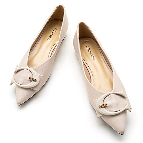 C.Paravano Flache Schuhe Damen | Ballettschuhe für Damen | Niedrige Absätze für Damen | Schlupfschuhe Ballettschuhe (39,Weiß) von C.Paravano