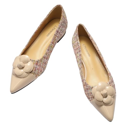 C.Paravano Flache Schuhe für Damen | Spitze Tweed Schlupfschuhe Ballerinas (41,Rosa) von C.Paravano