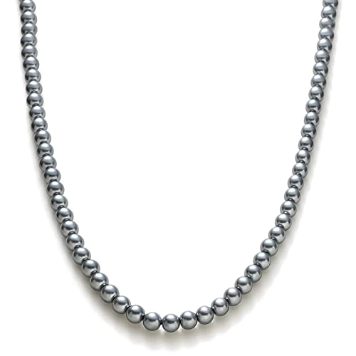 C. Paravano Mode Perlenkette Perlencollier Damen mit Silber Metallische Perlen | Perlen Kette Damen Choker | Halsketten Modeschmuck Geschenke von C.Paravano