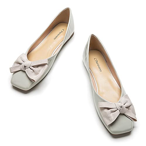 C.Paravano Ballerinas Damen | Damen Flats | Damen Flats Leder Schuhe | Ballerinas Damen Leder | Ballerinas Damen Elegant | Ballerinas mit Fliege (Grass,37) von C.Paravano