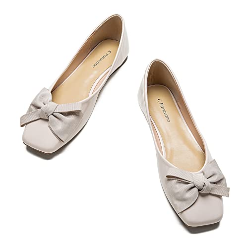 C.Paravano Damen Schuhe Ballerinas Damen Flache Schuhe Für Damen Ballerinas Damen Elegant (Weiß,37) von C.Paravano