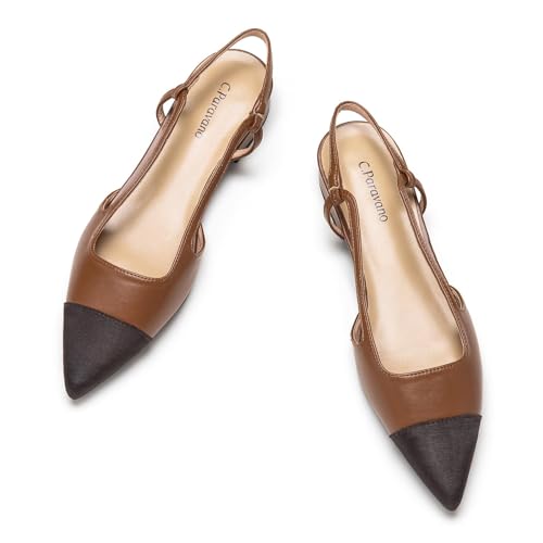 C.Paravano Slingback Flachs for Damen | Spitze Slingback Schuhe(37,Schwarz) von C.Paravano