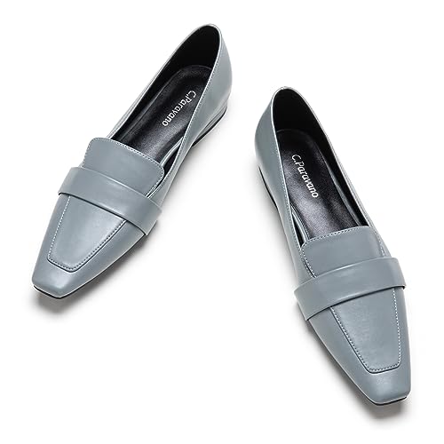 C.Paravano Damen Slipper Frauen | Plattform Flats Loafers| Loafers für Frauen Slip On | Blau Spitze Zehe Loafers Damen | Casual Fashion Flats | Arbeit Schuhe(42,Blau) von C.Paravano