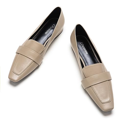 C.Paravano Damen Slipper Frauen | Plattform Flats Loafers| Loafers für Frauen Slip On | Camel Spitze Zehe Loafers Damen | Casual Fashion Flats | Arbeit Schuhe(41,Camel) von C.Paravano