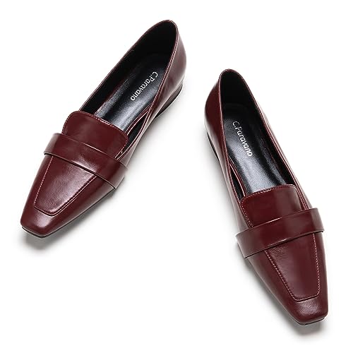 C.Paravano Damen Slipper Frauen | Plattform Flats Loafers| Loafers für Frauen Slip On | Rot Spitze Zehe Loafers Damen | Casual Fashion Flats | Arbeit Schuhe(38,Rot) von C.Paravano