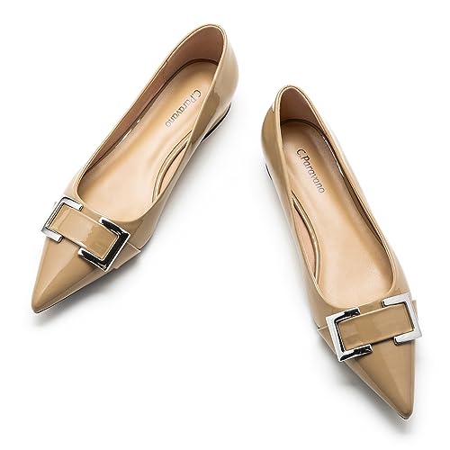 C.Paravano Flache Schuhe für Damen | Schuhe Damen | Spitze Flache Schuhe | Damen Schuhe Elegant Flach(37,Beige) von C.Paravano