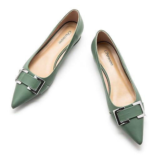 C.Paravano Flache Schuhe für Damen | Schuhe Damen | Spitze Flache Schuhe | Damen Schuhe Elegant Flach(39,Grün) von C.Paravano